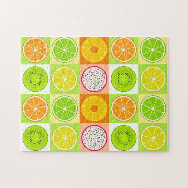 Tropische Fruchtscheiben, Zitrusfrüchte, Kiwi und  Puzzle (Horizontal)