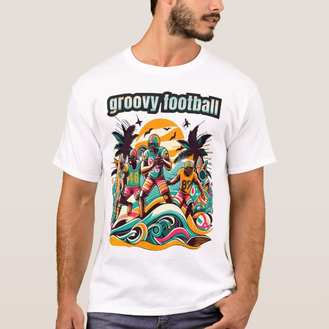 Tropische Fußballkunst: 70er Inspiriert Groovy Bea T-Shirt (Vorderseite)