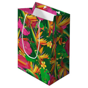 Tropische Garten Blumen Blätter Luau-Party-Geschen Mittlere Geschenktüte