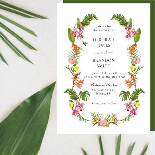 Tropische Garten-Blumen- & Grün-Hochzeit Einladung