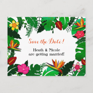Tropische Gartenblätter Save the Date Postkarte