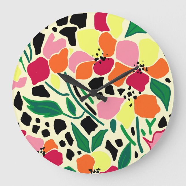 Tropische Gartenpunkte Große Wanduhr (Vorderseite)