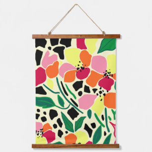 Tropische Gartenpunkte Wandteppich Mit Holzrahmen