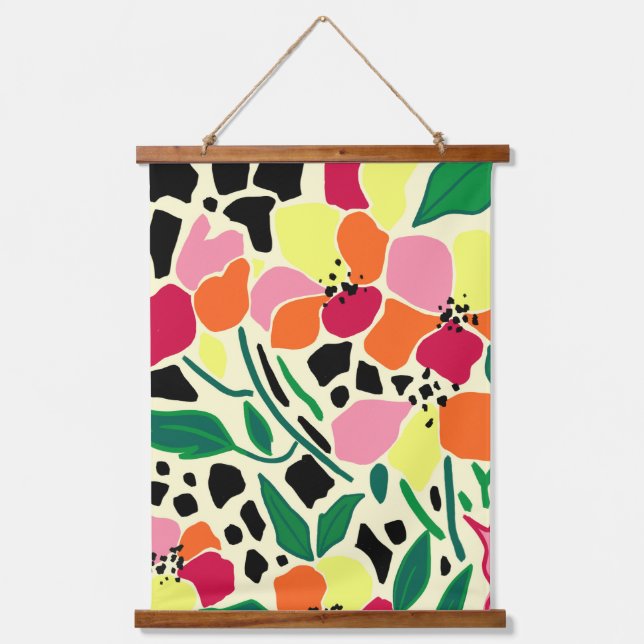 Tropische Gartenpunkte Wandteppich Mit Holzrahmen (Vorderseite)