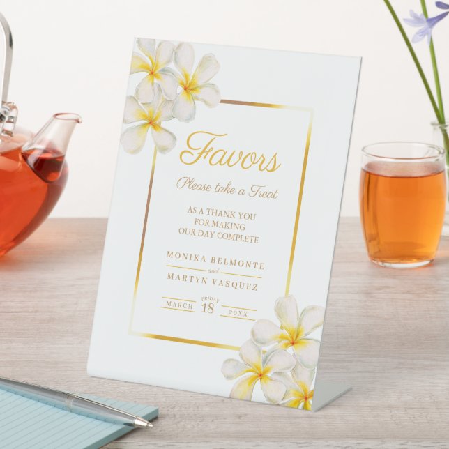 Tropische Gastgeschenke Hochzeiten aus weißem gold Sockelschild (In Situ)