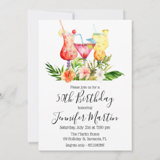 Tropische Geburtstagsparty Cocktail Drinks Einladu Einladung