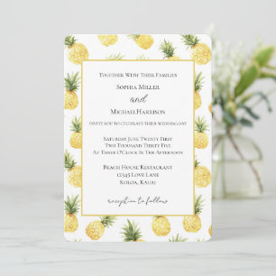 Tropische gelbe Ananas Hochzeit   Einladung