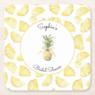Tropische gelbe Ananas-Junggesellinnenabschied Rechteckiger Pappuntersetzer