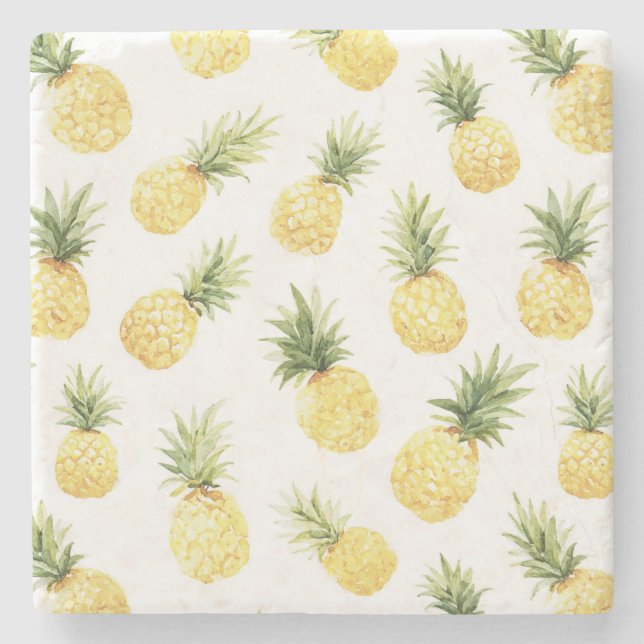Tropische gelbe Ananas Steinuntersetzer (Vorderseite)