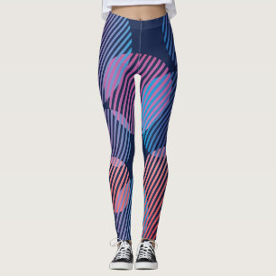 Tropische Geometrie: Violett- und rosafarbene Nach Leggings