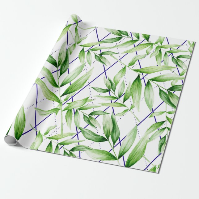 tropische geometrische Vegetation Geschenkpapier (Ungerollt)