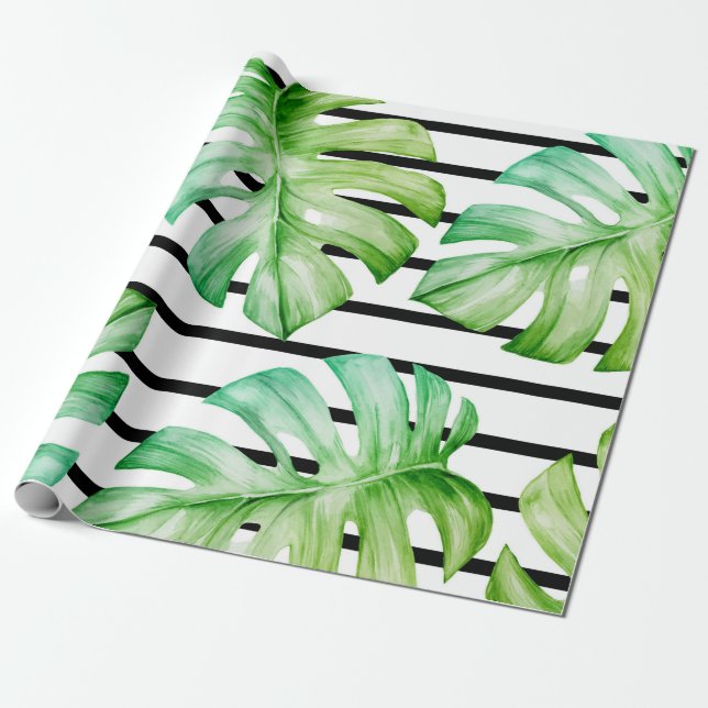 tropische geometrische Vegetation Geschenkpapier (Ungerollt)