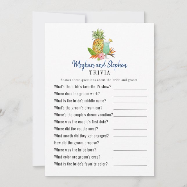 Tropische Getränke Couple's Shower Trivia Spiele Einladung (Vorderseite)