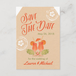 Tropische Getränke-Hochzeit in Urlaubsort Save the Date