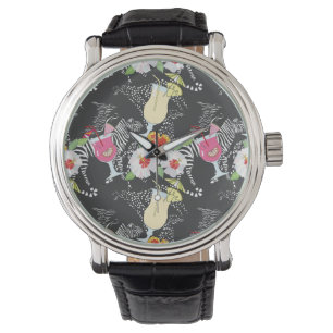 Tropische Getränke mit Tieren Armbanduhr