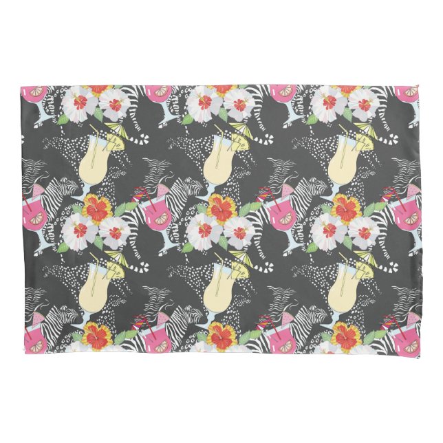 Tropische Getränke mit Tieren Kissenbezug (Vorderseite-Links)