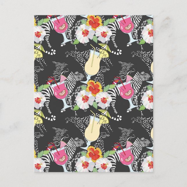 Tropische Getränke mit Tieren Postkarte (Vorderseite)