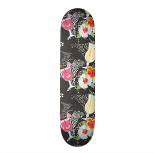 Tropische Getränke mit Tieren Skateboard