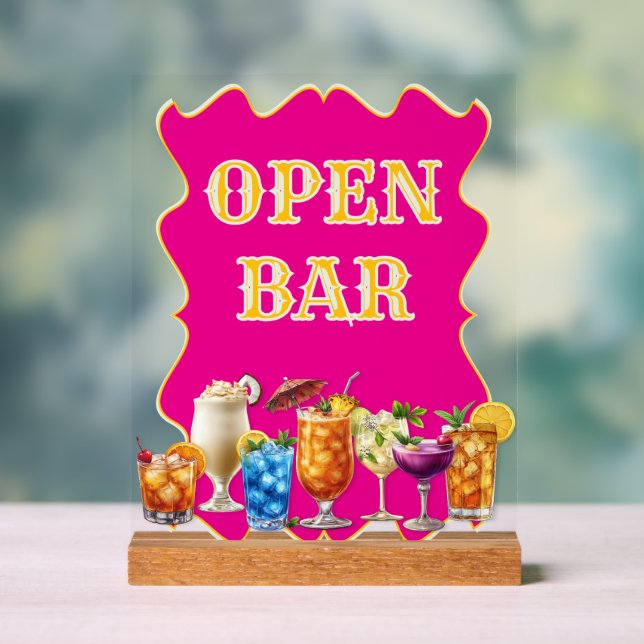 Tropische Getränke Offenes Bar Akryllisches Zeiche Acrylschild (Neutral)