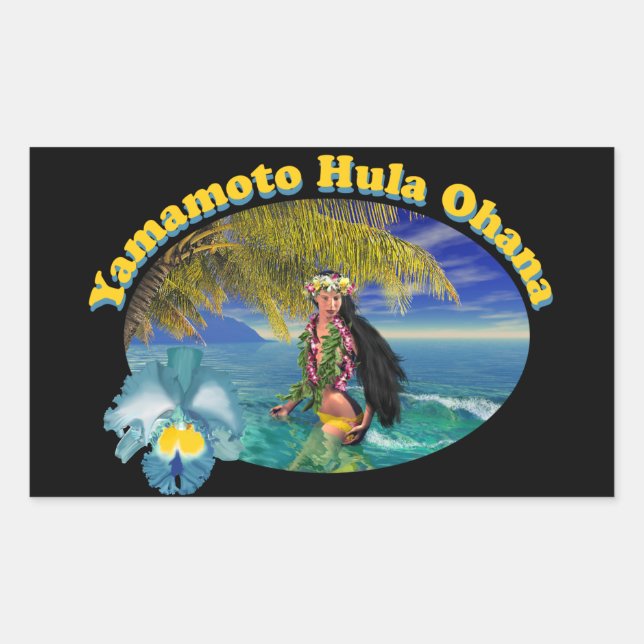 Tropische Gewohnheit für Yamamoto Hula Ohana Stick Rechteckiger Aufkleber (Vorderseite)