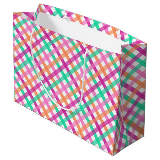 Tropische Gingham-Geschenktasche groß Große Geschenktüte