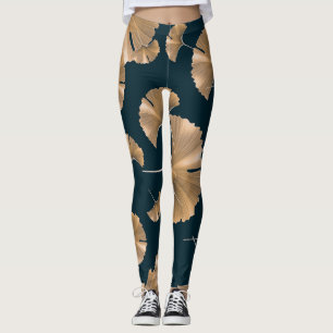 Tropische Ginko-Palmen-Blätter, hawaiianisches Mus Leggings