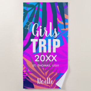 Tropische Girls-Reise mit Krone, Jahr und Namen Strandtuch