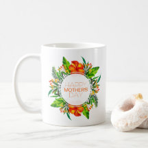 Tropische glückliche Kaffee-mit BlumenTasse der
