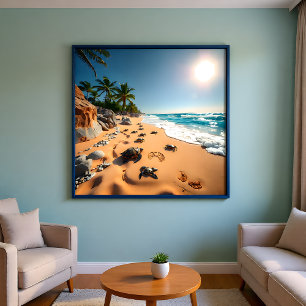 Tropische Goldene Muschel Strand Chic Fotodruck