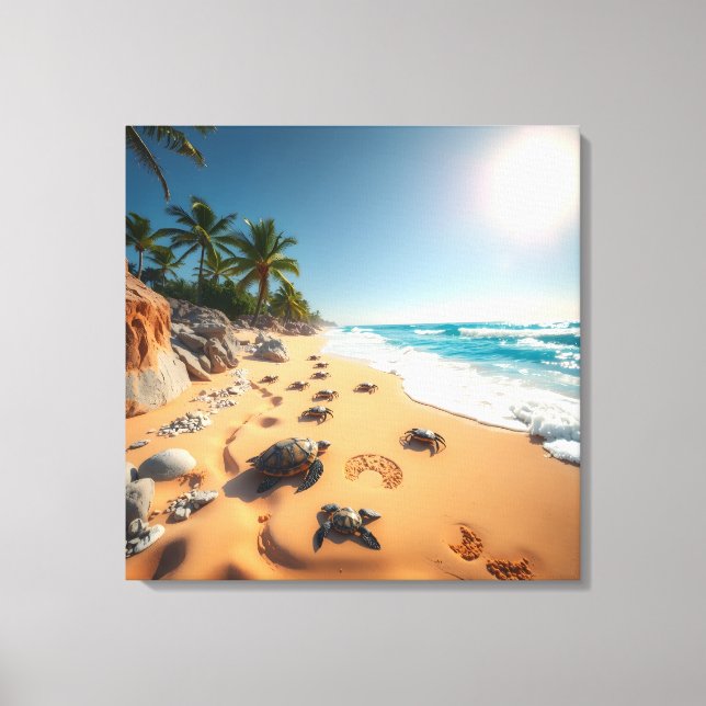 Tropische Goldene Muschel Strand Chic Leinwanddruck (Vorderseite)
