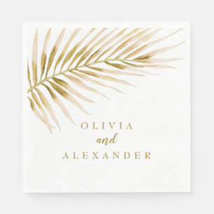 Tropische goldene Palm-Hochzeitsservietten Serviette