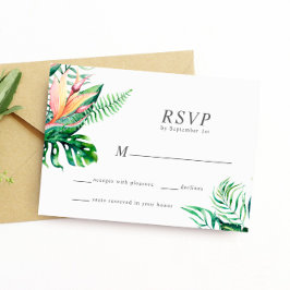 Tropische Greenery-Blume Hochzeitskarte RSVP Karte