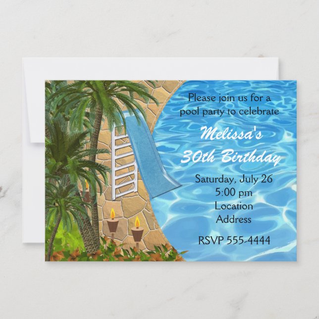 Tropische GRILLEN Sommerpool Party Einladung (Vorderseite)