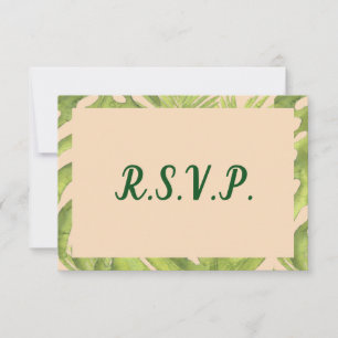 Tropische Grün- und Blütenhochzeit RSVP Karte