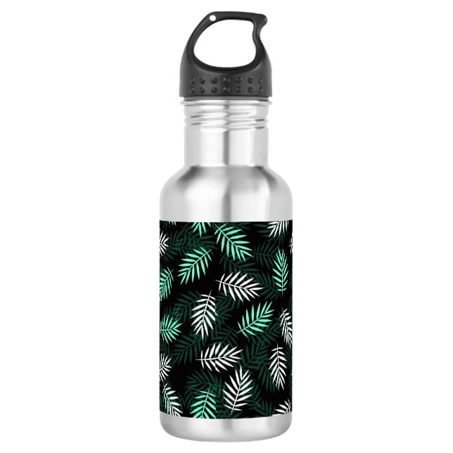 Tropische grüne Blätter Edelstahlflasche (Vorderseite)