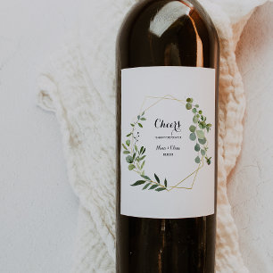 Tropische grüne Blätter Hochzeiten von Weinetikett