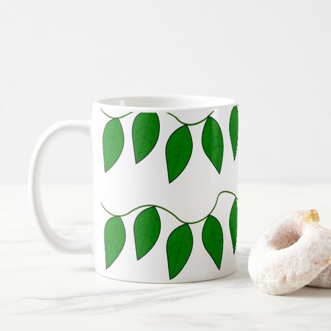 Tropische grüne Blätter Kaffeetasse (Mit Donut)