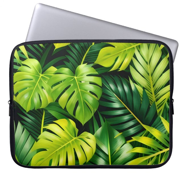 Tropische grüne Blätter  Laptopschutzhülle (Vorderseite)