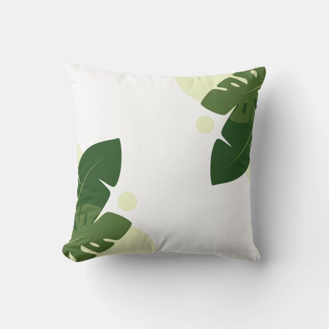 Tropische grüne Blätter Naturdesign Kissen (Vorderseite)