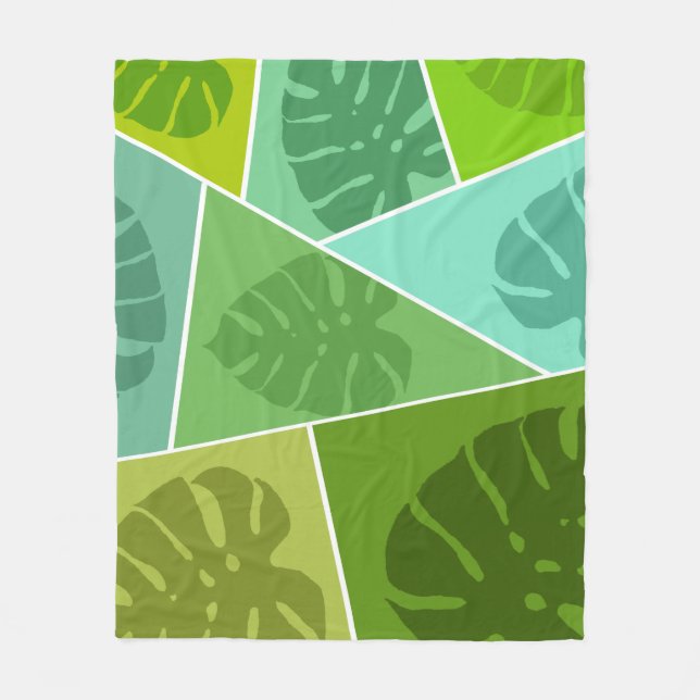 TROPISCHE GRÜNE BLÄTTER PATTERN FLEECEDECKE (Vorderseite)