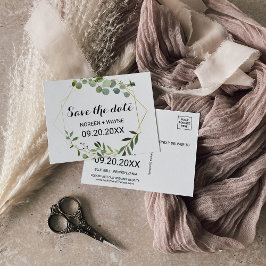 Tropische grüne Blätter Save the Date Karte