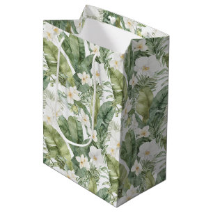 Tropische grüne Blätter Weiße Orchideen Hochzeit Mittlere Geschenktüte