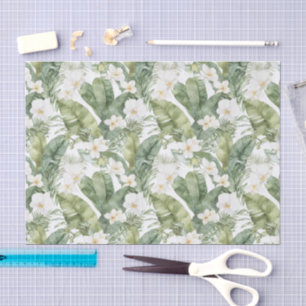 Tropische grüne Blätter Weiße Orchideen Hochzeit Seidenpapier
