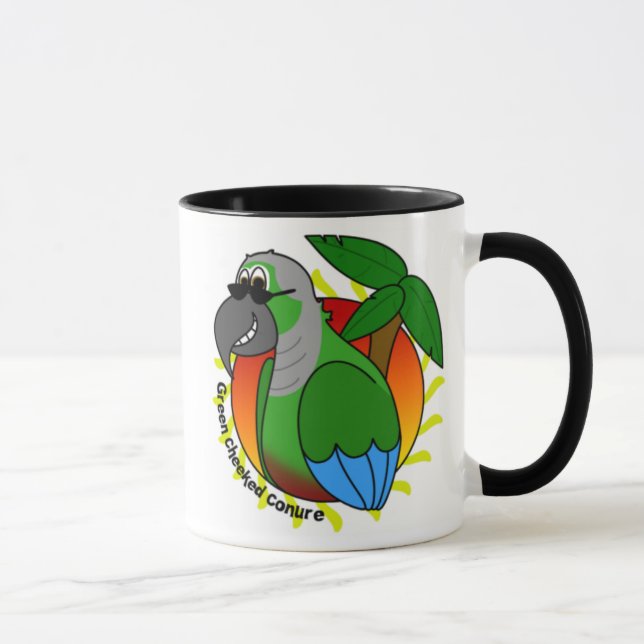 Tropische grüne Cheeked Conure Tasse (Rechts)