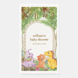 Tropische Grüne Dschungel Dinosaurier Baby Shower Serviette