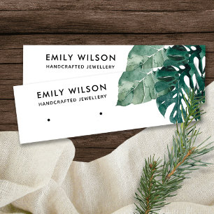 TROPISCHE GRÜNE MOSTERA FAUNA STUD EARRING DISPLA MINI VISITENKARTE