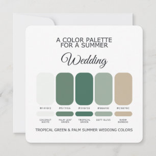 Tropische grüne Palm Sommerhochzeit Farbpalette Ka Einladung