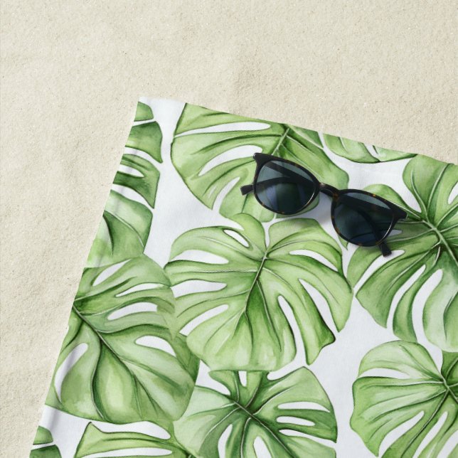 Tropische grüne Palmbaumblätter Strandtuch (Beispiel)