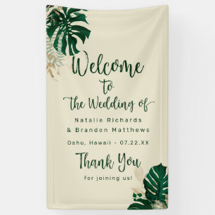 Tropische Grünpflanzen & Blätter Chic Hochzeit Wil Banner