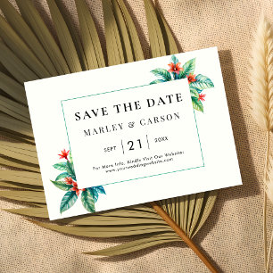 Tropische Grünrahmen Moderne Gartenhochzeit Save The Date
